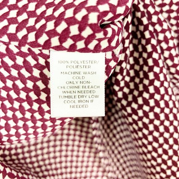 Loft Sleeveless Long Oversized Blouse Modest Red Cream Womens Size Medium - Picture 7 of 11